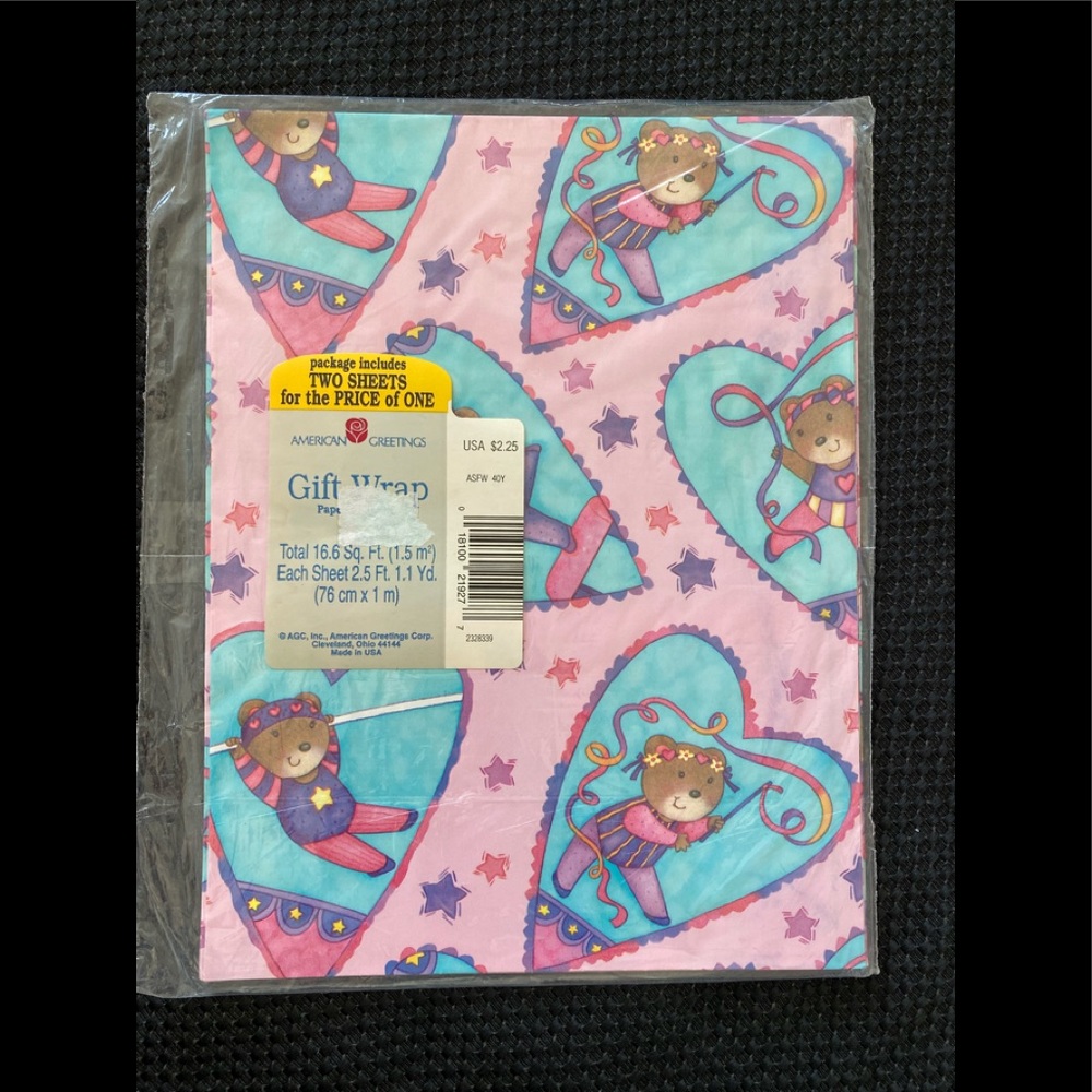Vintage GIFT WRAP Paper Dancing Bears Gymnastics